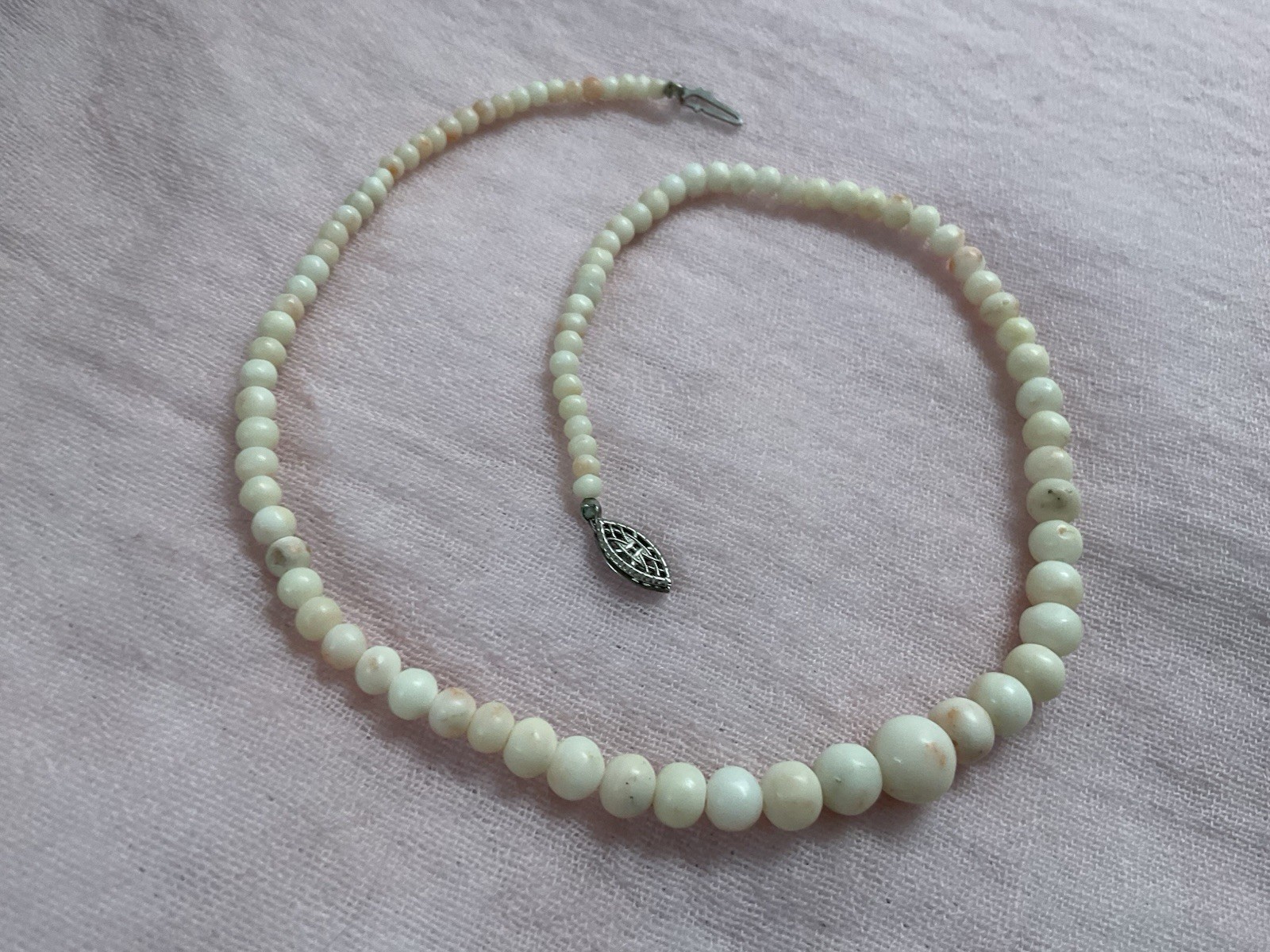 Antique Vintage Angel Skin Coral Necklace Graduated 16 Inches Genuine