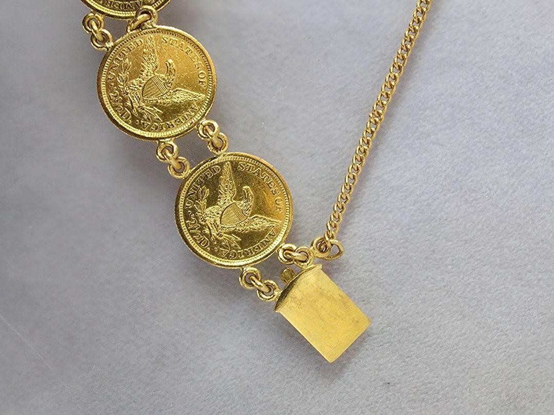 7 Coin 1906 Liberty Head Quarter Eagle 22k 2.50 Dollar Gold Chain Link Bracelet