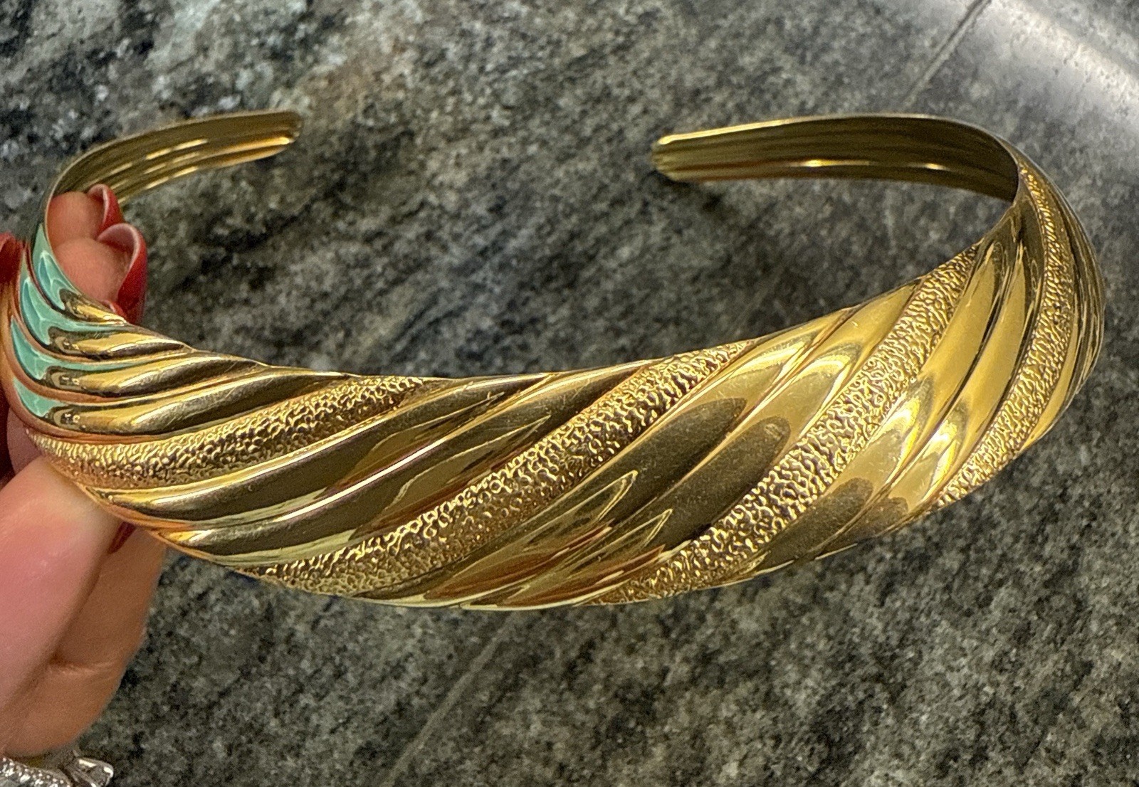 Vintage Gold Tone Collar Necklace – Am. DBL Double Gold Plate– Sculptural Choker