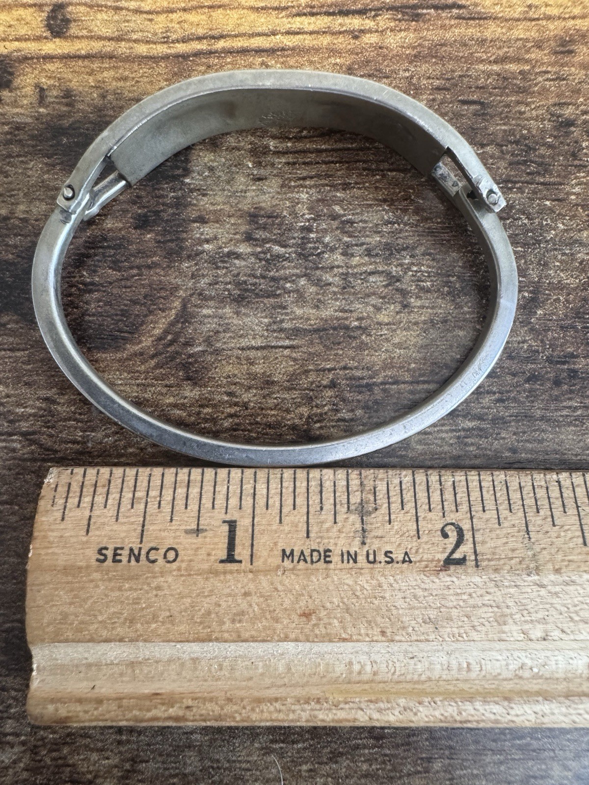 Vintage Taxco Mexico Alpaca Silver Chip Inlay Multi Stone Hinged Bracelet