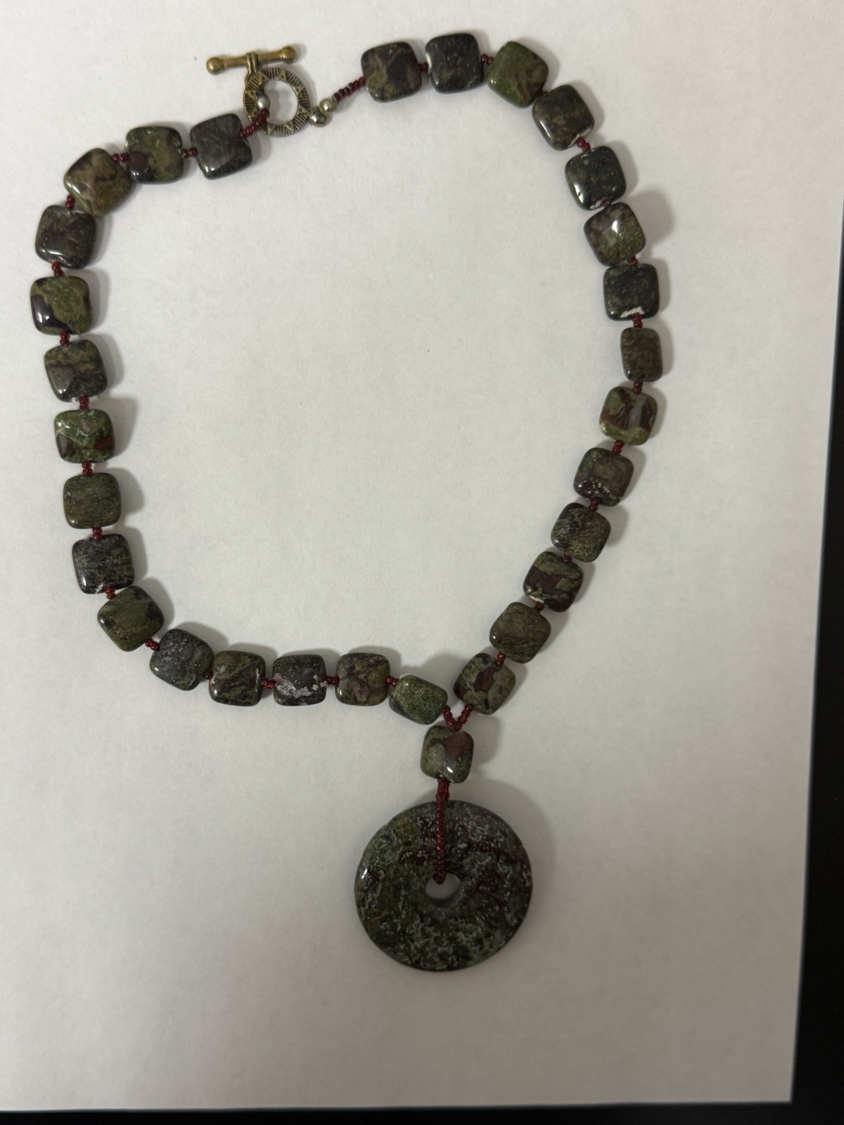 NATURAL JASPER STONES GRAINED SHAPES 10″ LENGTH NECKLACE VTG style timeless