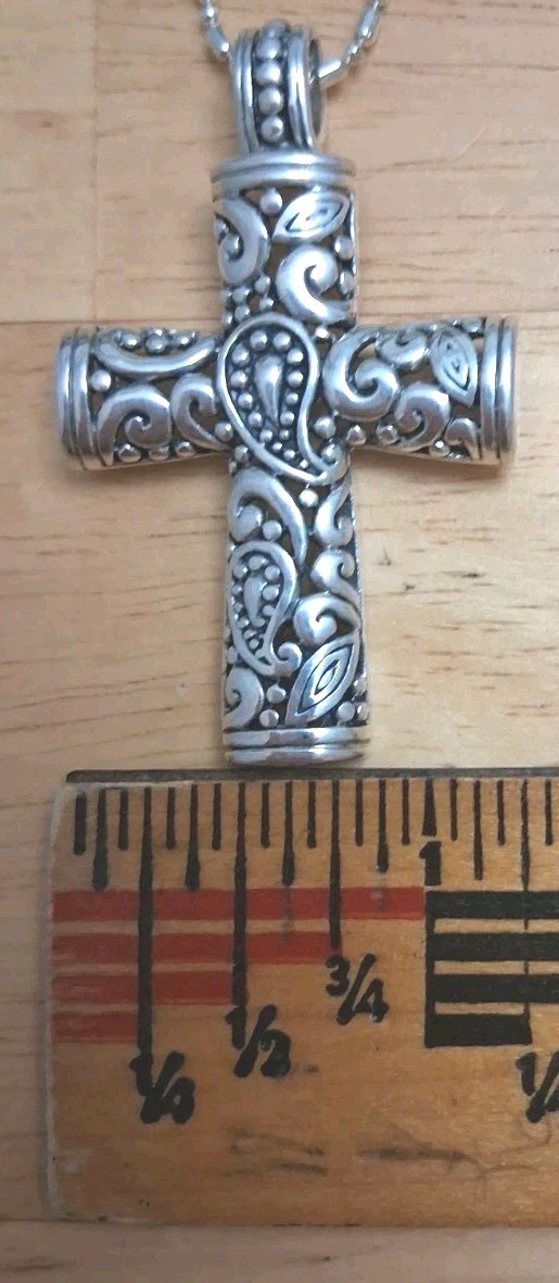 Vintage Kit Heath Sterling Silver Cross Pendant Modern Bohemian Paisley 925 KTH