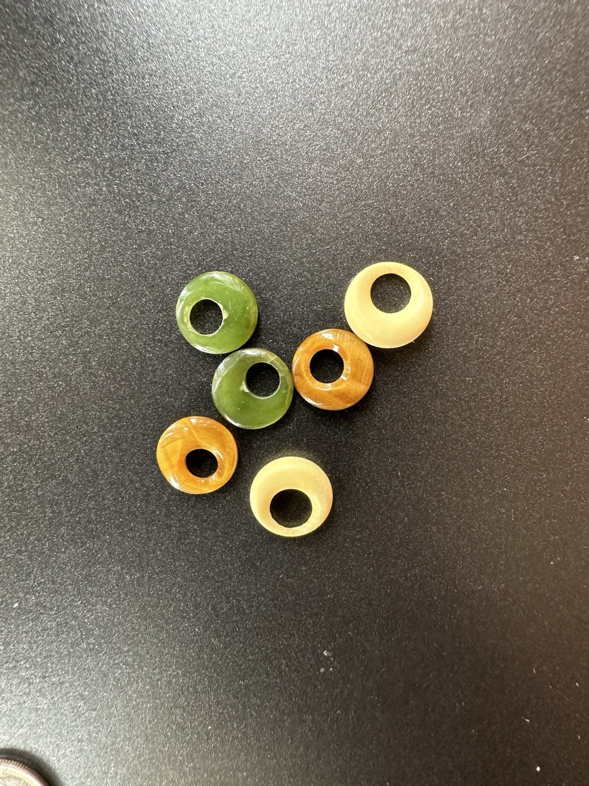 6 Stone Gem Stone Donut Pendants Tiger’s Eye Jade