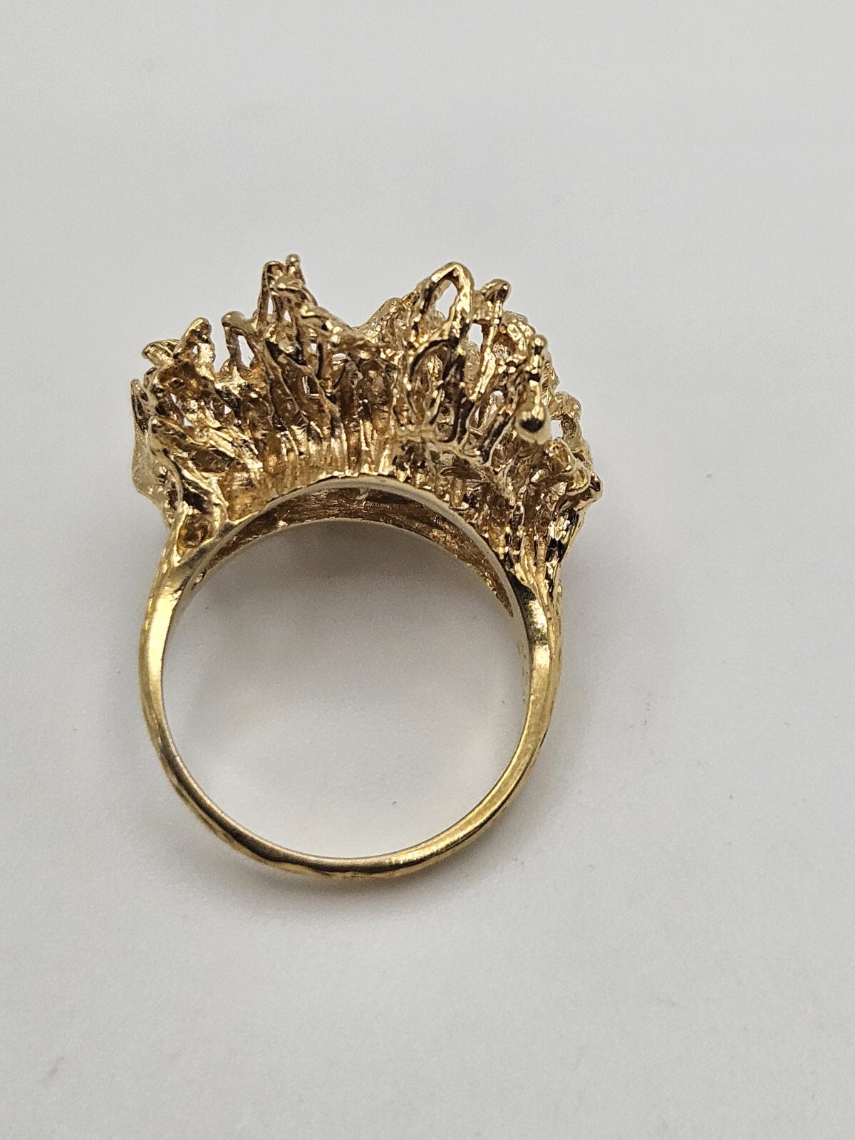 Vintage Modernist Brutalist Gold Tone Finish Over Brass Chunky Ring Size 6