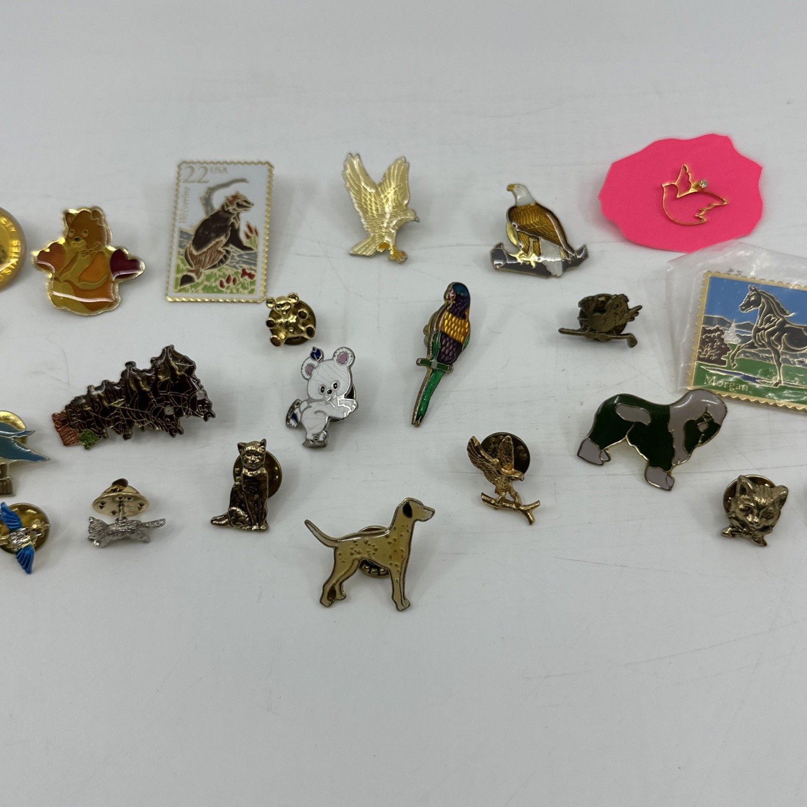 Vintage Animal Enamel Pin Lot Birds Panda Wildlife Cloisonne Gold (PIN-1)