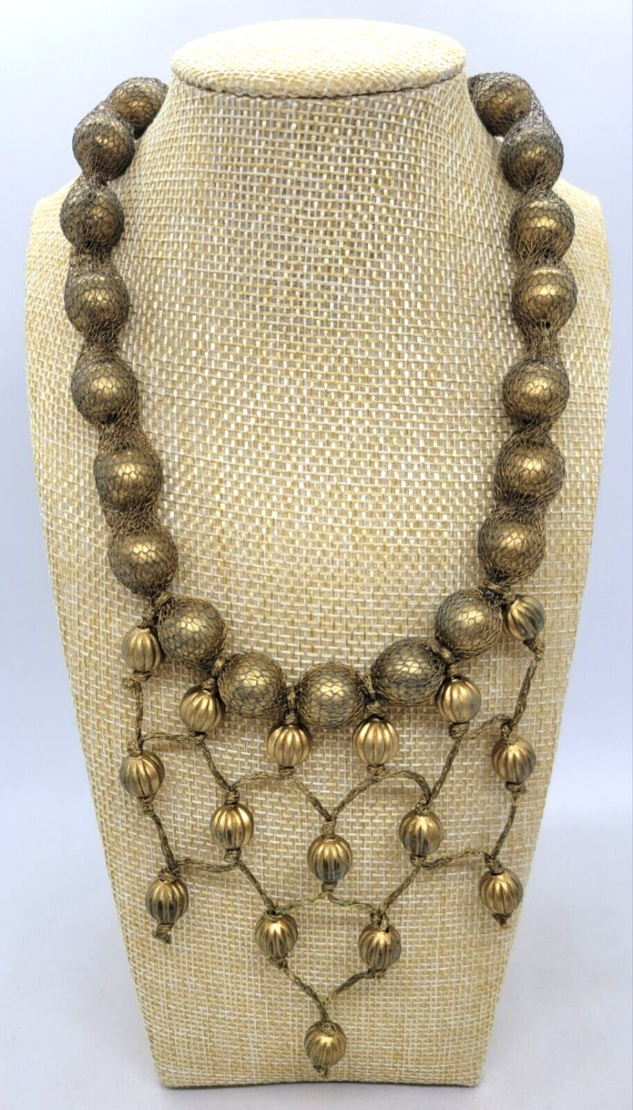 Sarah Cavender Metalworks Necklace Wire Knit Wrapped Bead Draped Tassel Chain