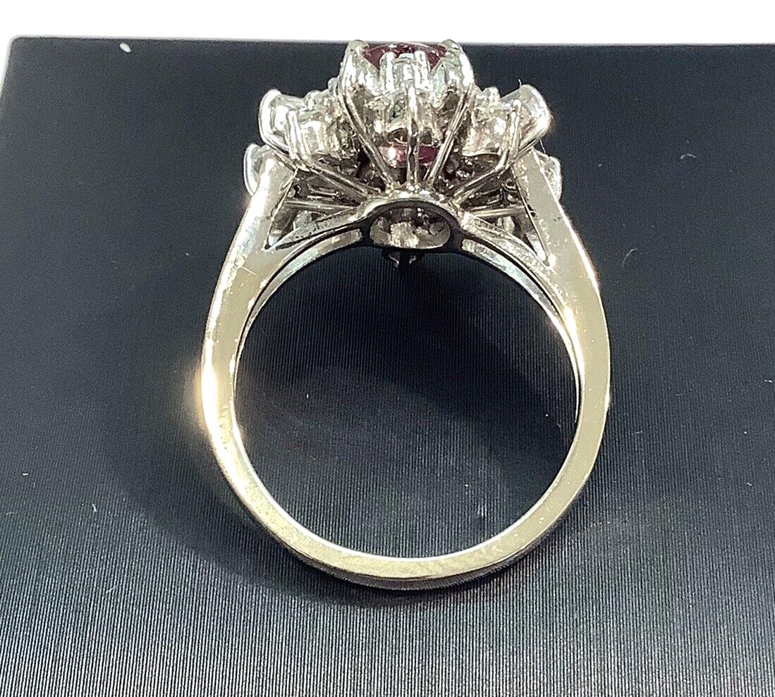 18K White Gold 1.76ctw Oval Ruby & Mixed Cut VS Diamond Cocktail Ring