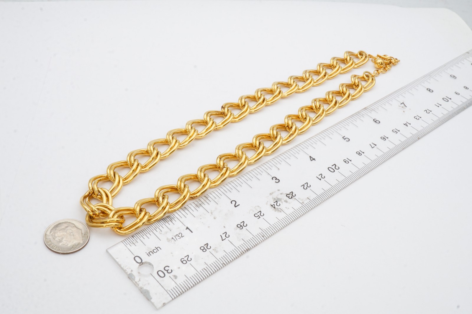 Vintage Necklace Gold Tone Double Link 18″