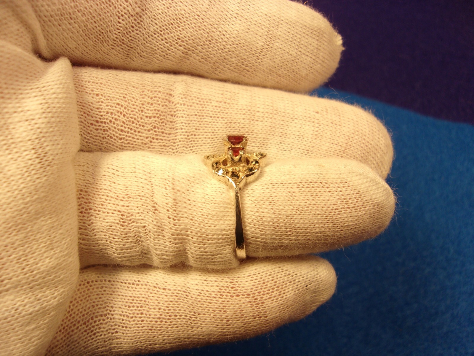 #4 of 6, SUPERB OLDER VTG LADY’S STERLING SLVER, ORANGE GARNET & MARCASITE RING
