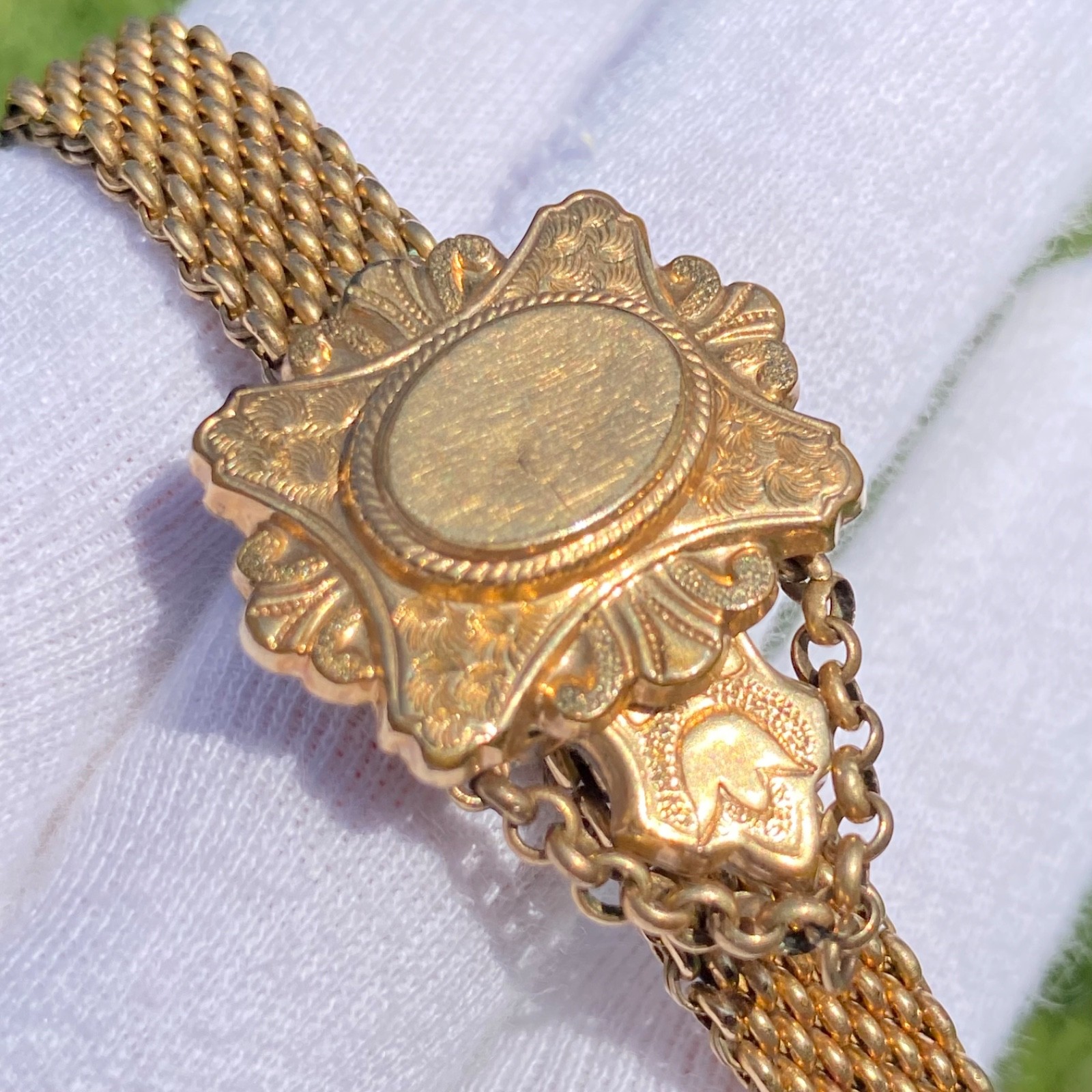 Antique Gold Filled or Rolled Gold Victorian Mesh Slide Wedding Bracelet