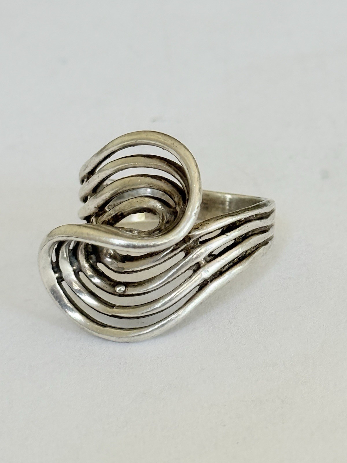Vintage Signed Otto Robert Bade ORB Modernist Sterling Silver Ring Size 8
