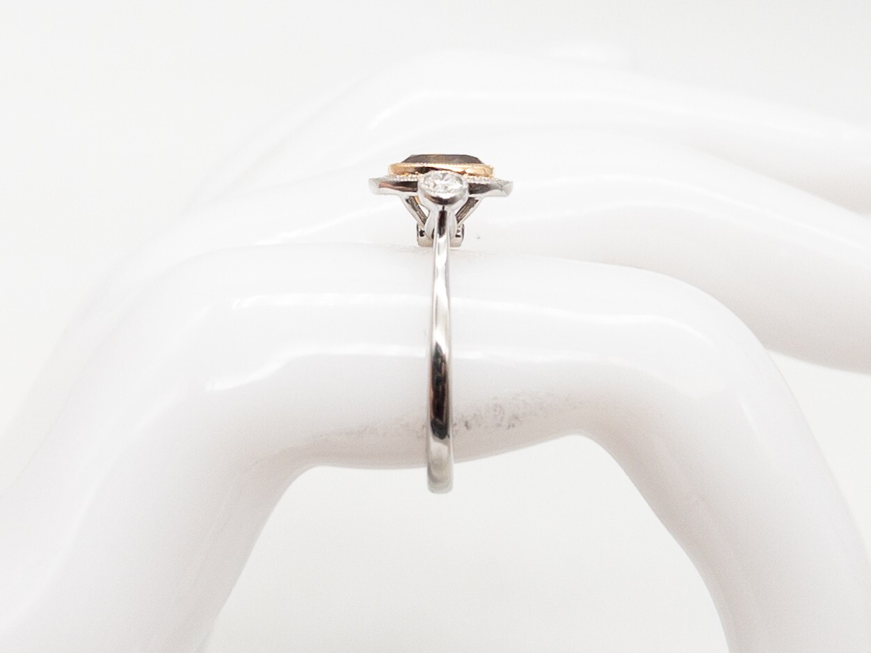 $6000 1.50ct VVS Champagne Natural & VS G OVAL CUT Diamond Platinum HALO Ring 6g