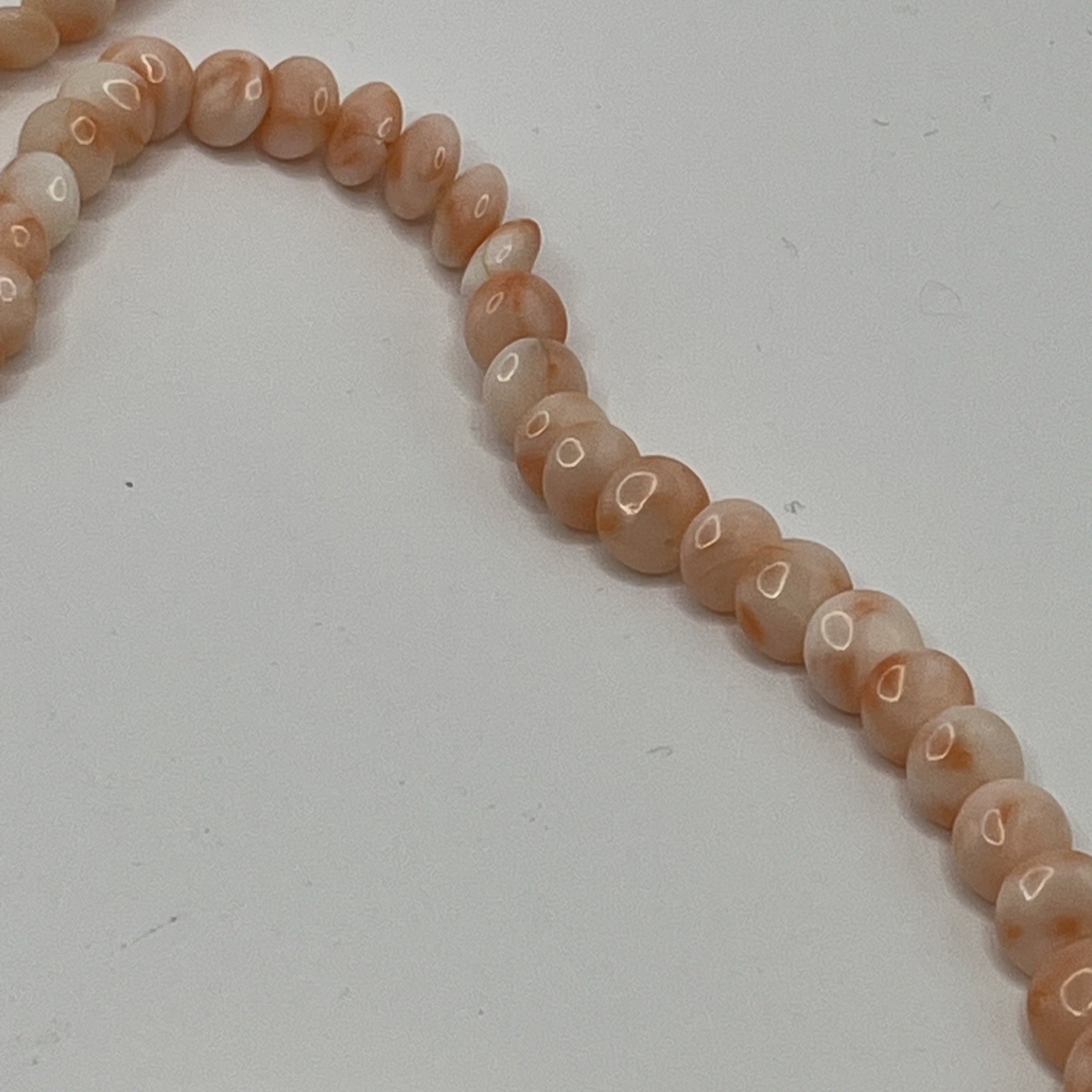 Vtg Queen Conch Shell Disk Bead Graduating Necklace Ornate Box Clasp 28” Pink