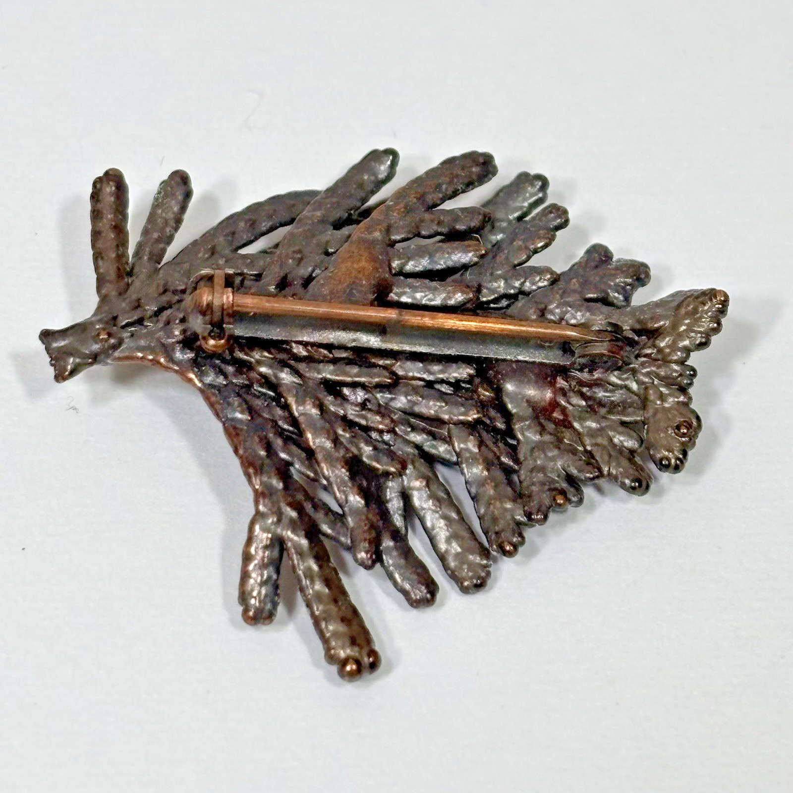Nature’s Creations Lot of 2 Brooch Pin Copper Arborvitae Thujas & Geranium Leaf