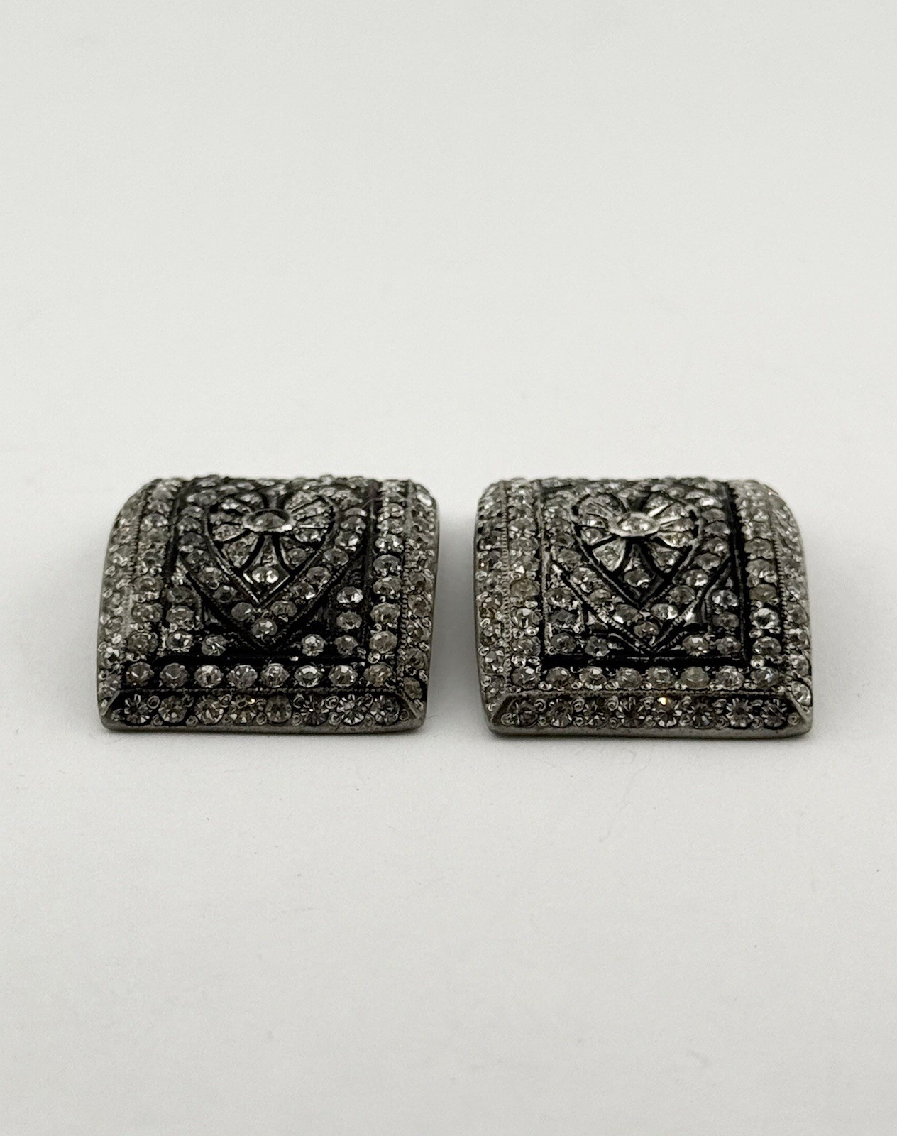 Vintage Fishson Henry Fishel & Son Silverite Buckles W/ Rhinestones
