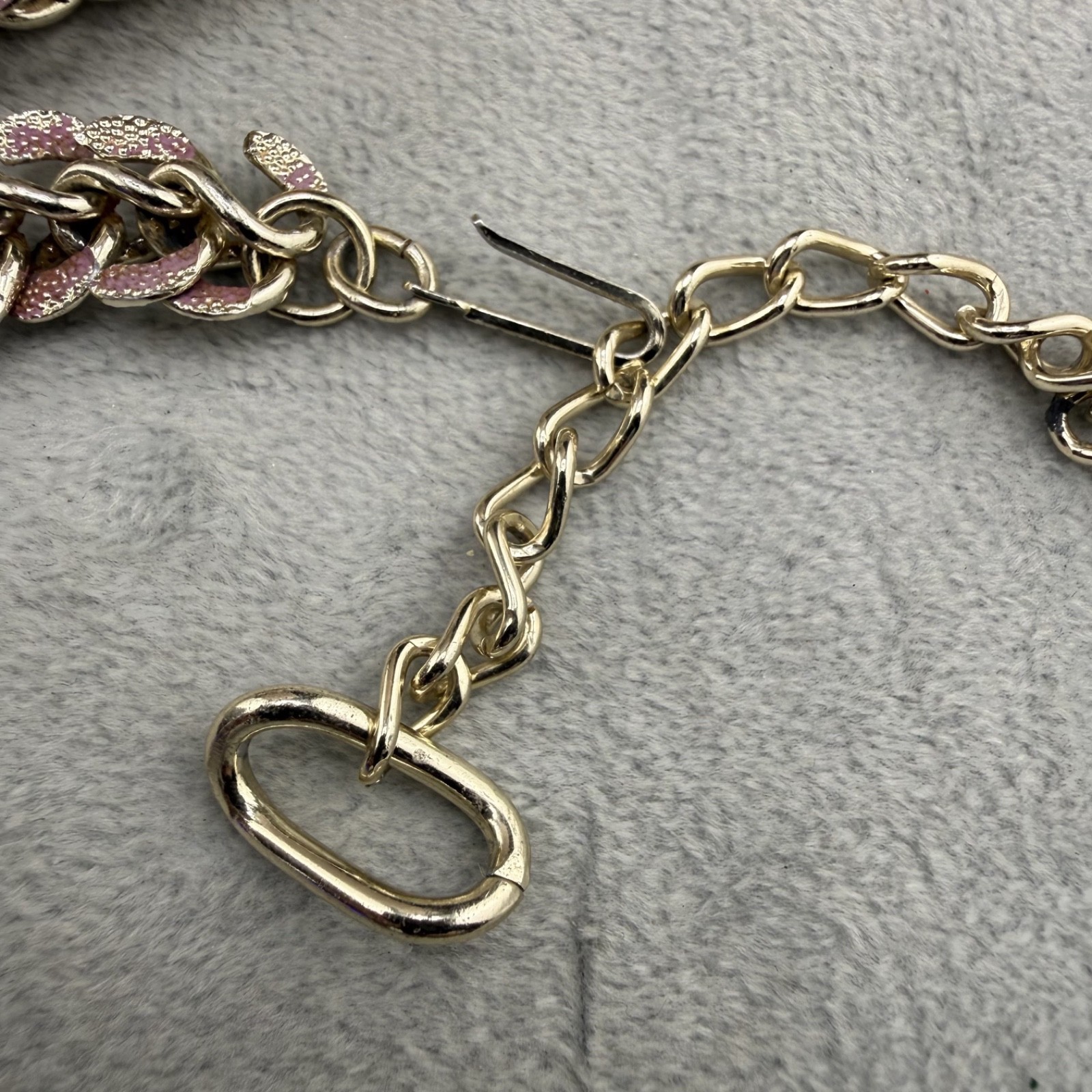 Vintage Western Germany Necklace Silver Tone Pink Lightweight 16”
