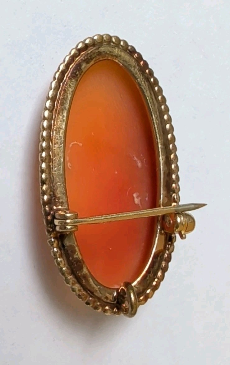 Vintage Faux Cameo Brooch Necklace And 2 x Earrings