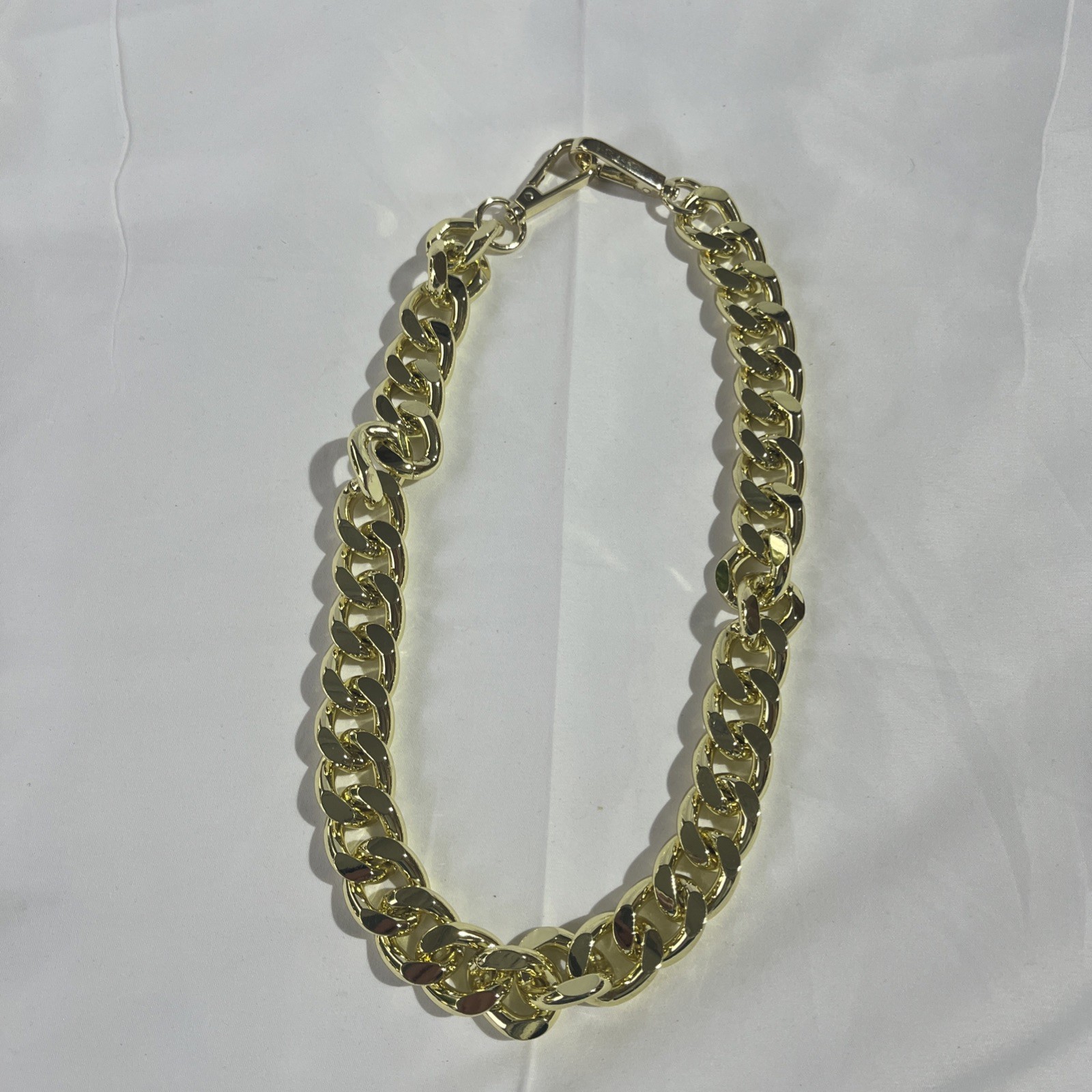 Yellow Gold Plate 20mmmm Wide Thick Curb Adjustable Link Chain Necklace