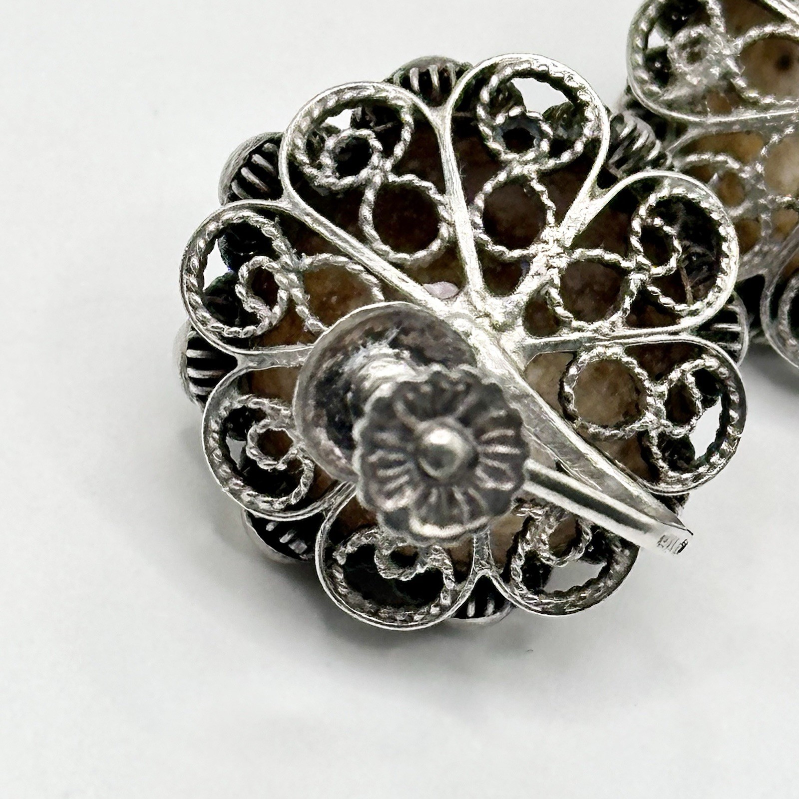 Vintage Antique Silver Cannetille Filigree Screw Back Earrings READ