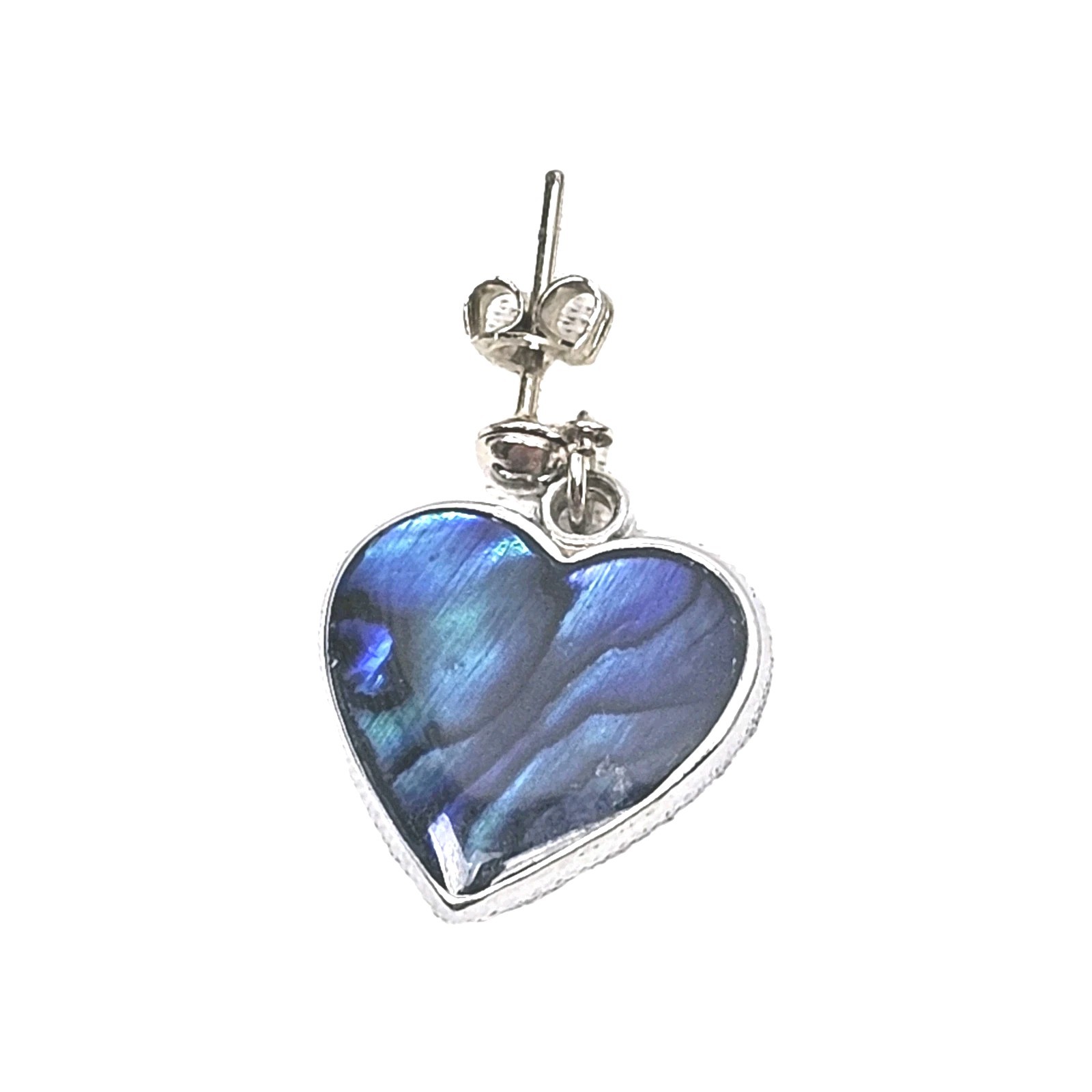Vintage Paua Shell Heart Shaped Dangle Drop Earrings For Pierced Ears | 5/8″