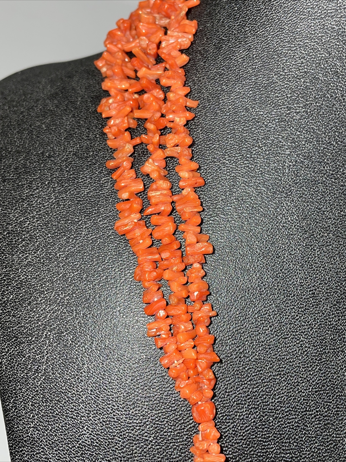 Festoon Antique Wrap Necklace Long Salmon Coral beads Multi Strand
