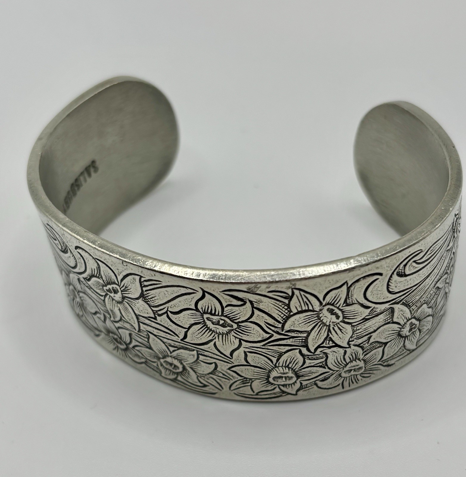 Vintage Salisbury Pewter Flower of The Month March Cuff Bracelet Made In USA