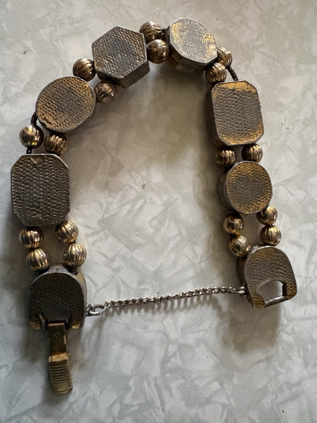 Victorian Revival Goldette Slide Charm Bracelet Signed Vintage