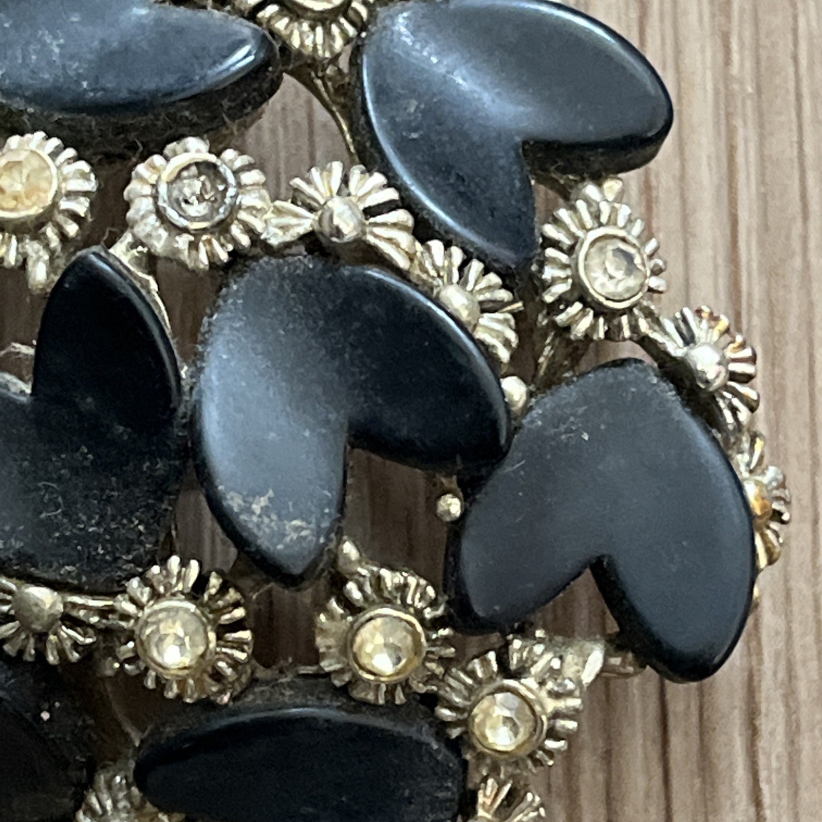 BSK Vintage Pin Brooch 2” Hearts & Flowers