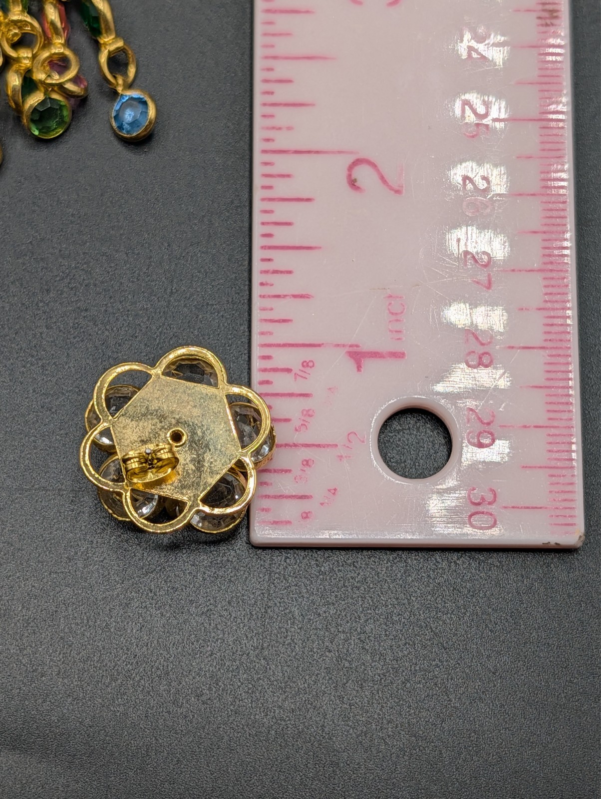 2 Pairs of Vintage Crystal Floral Cluster Gold Tone Earrings