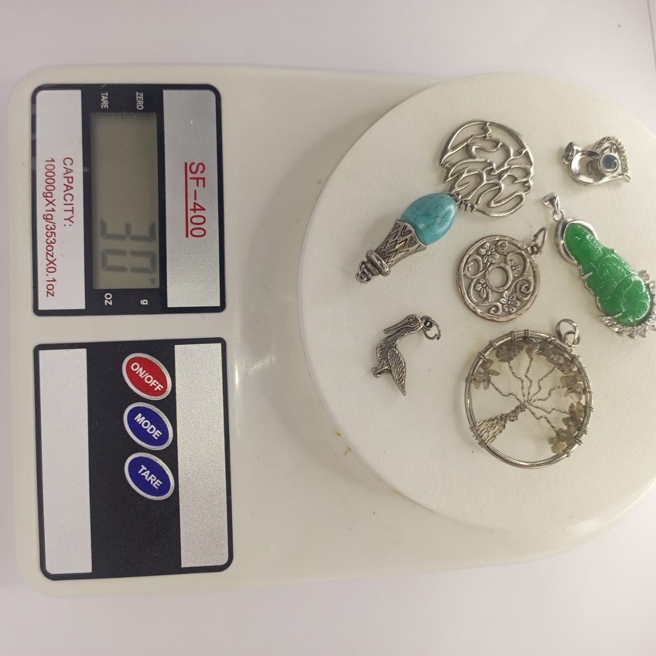 **Mixed Vintage Pendant Lot with Turquoise, Jade & Tree of Life Charms**