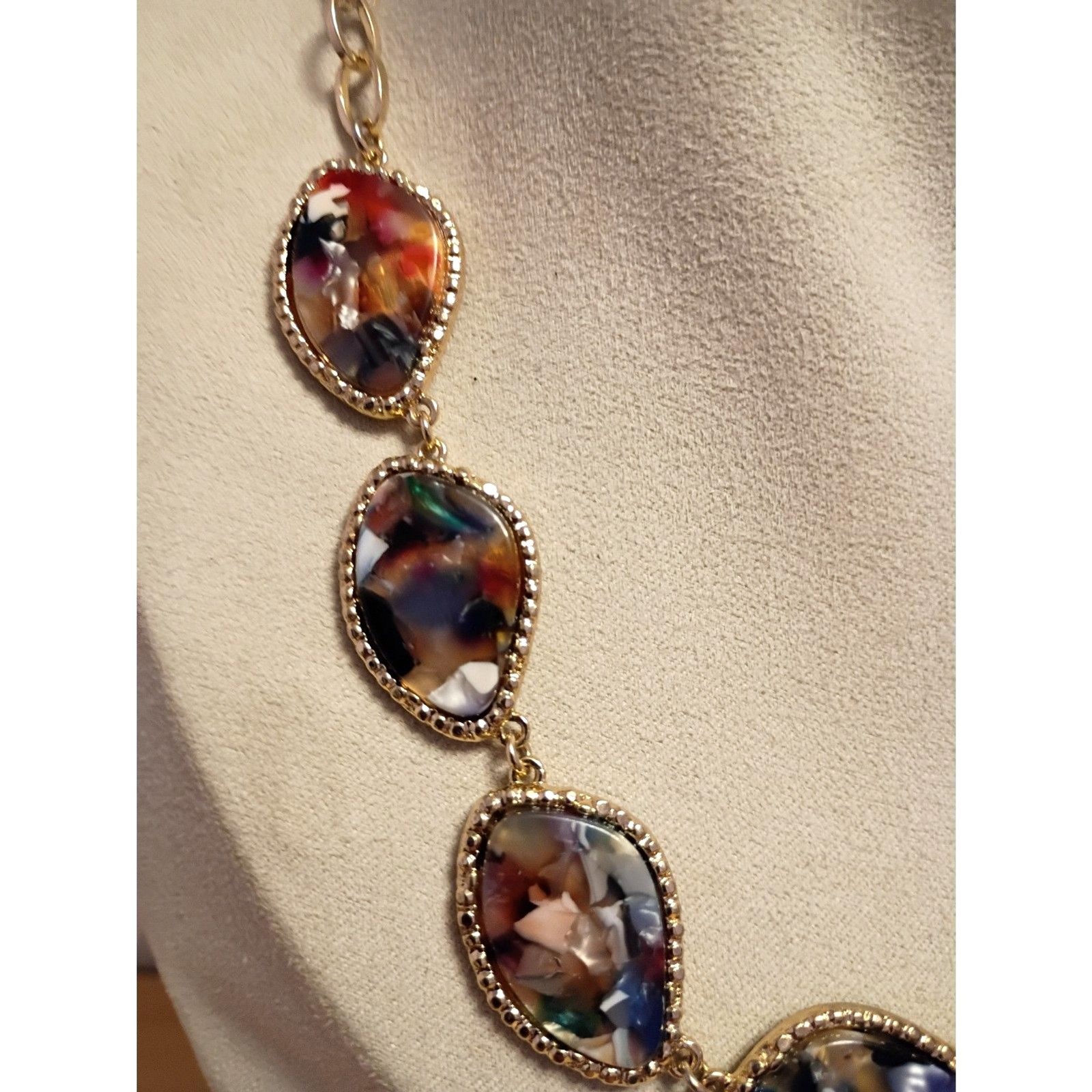 Sugarfix by Baublebar Gold Tone Necklace Colorful Stones Gems Embedded In Resin