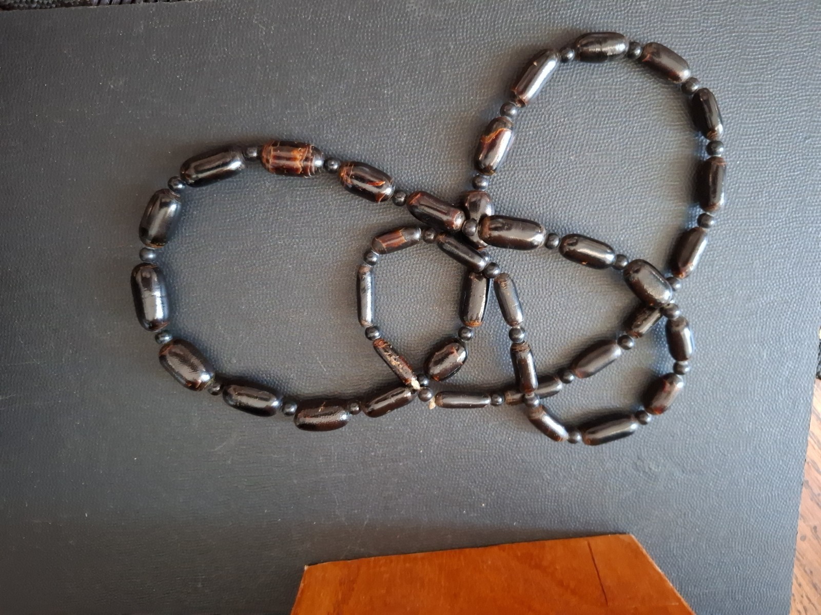 Real Vintage Hawaiian Natural Black Coral Bead Necklace no clasp approx. 30 “