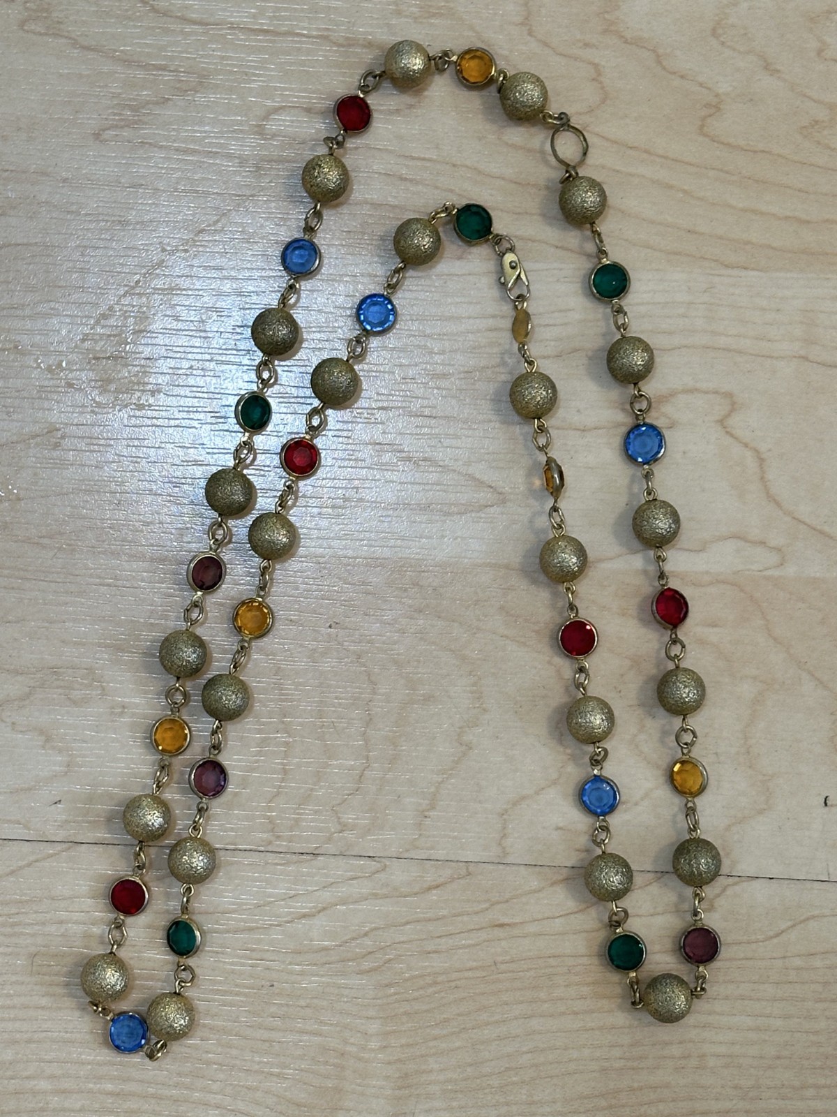 Vintage Austrian Crystal & Gold Beads 35″ Necklace
