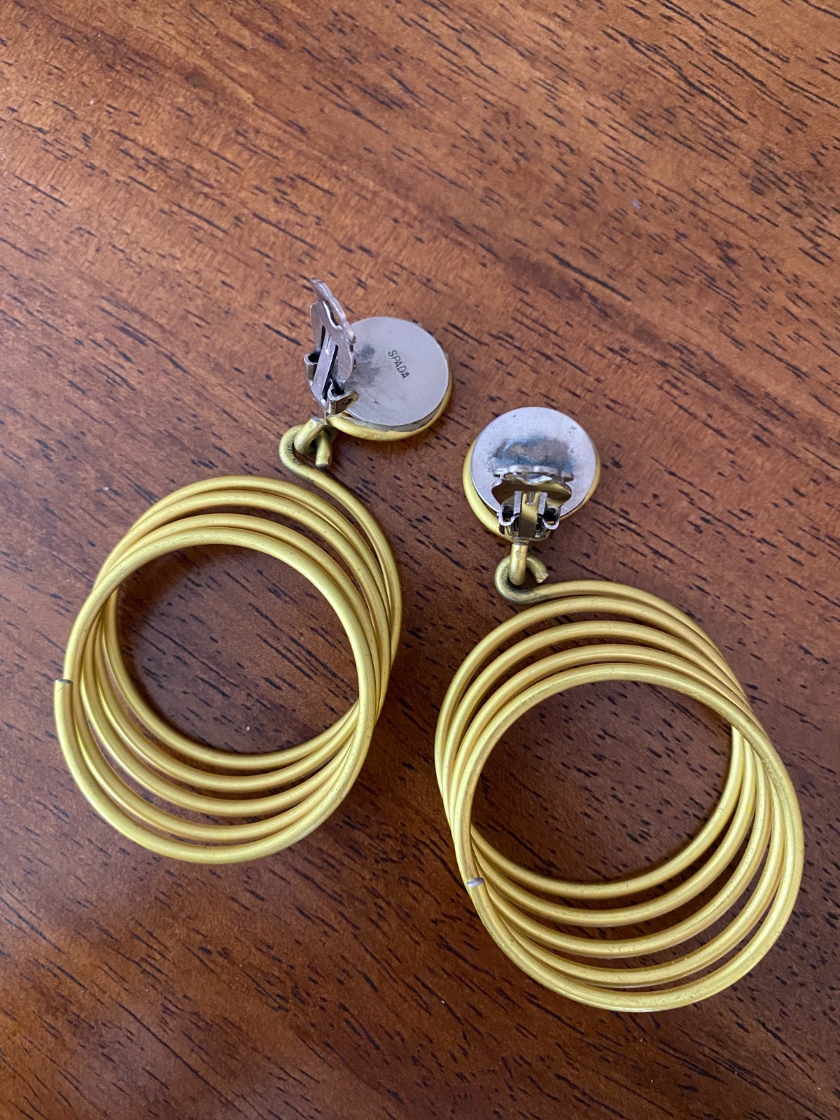 David Spada Space Age Yellow Aluminum Coil Spiral Clip-On Earrings