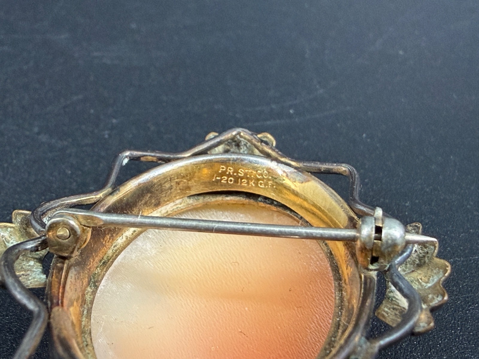 Vintage Shell Cameo Brooch Pendant 12K Gold Filled Lady Portrait Art Deco