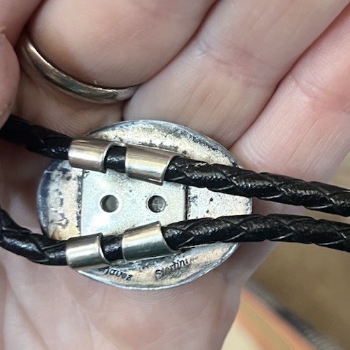 Ben Chavez Natural Turquoise Sterling Silver Bolo Tie Vintage Navajo