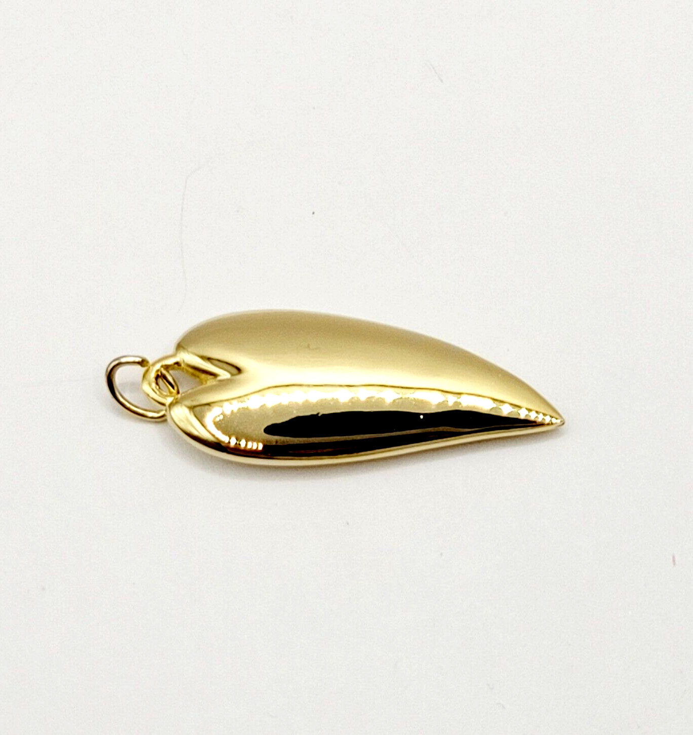 Modernist Heart Slim Curved Elongated Shape Light Puff Gold Tone Vintage Pendant