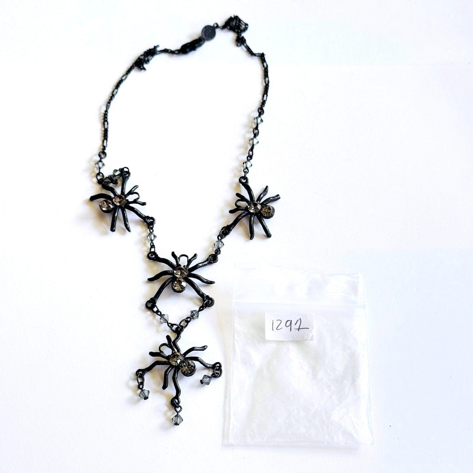 Marianna Jewelry Necklace Black Widow Spider Austrian Crystal USA Collar 90s Y2K
