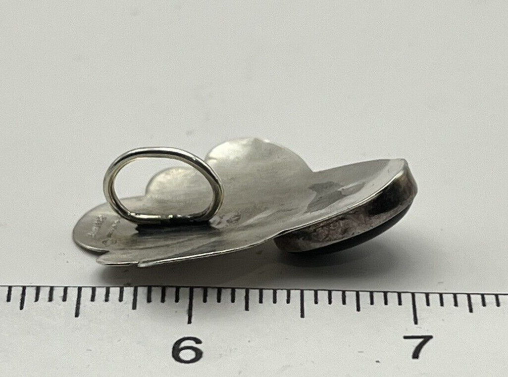 Vintage Signed Ben J. Chavez Sterling Silver and Onyx Pendant