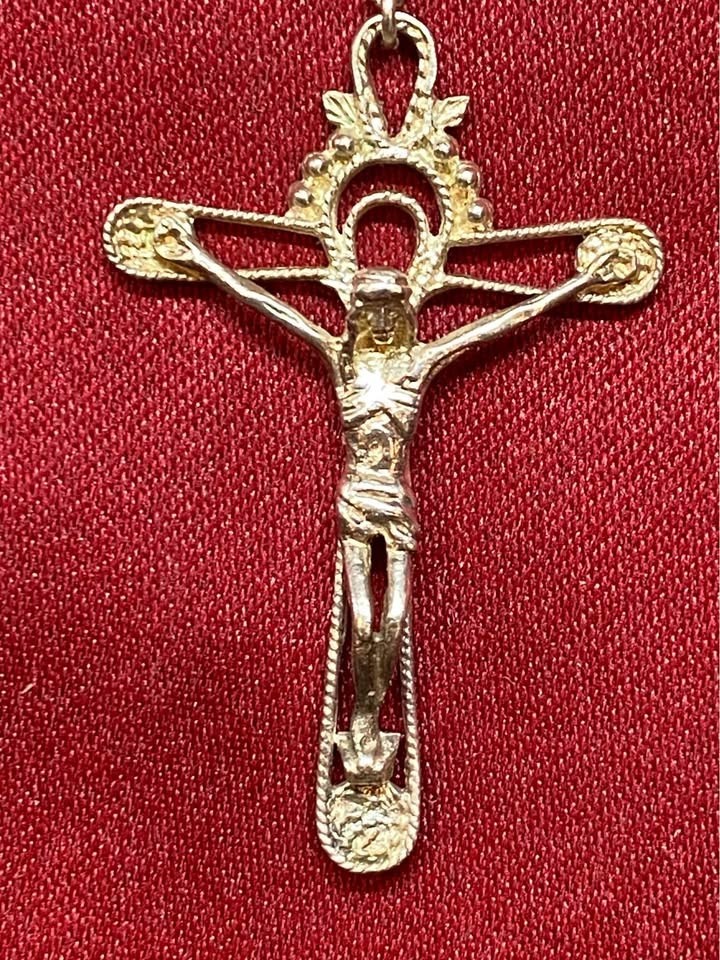 Beautiful Sterling Silver Catholic Rosary Devotional Prayer Beads – 21.5″