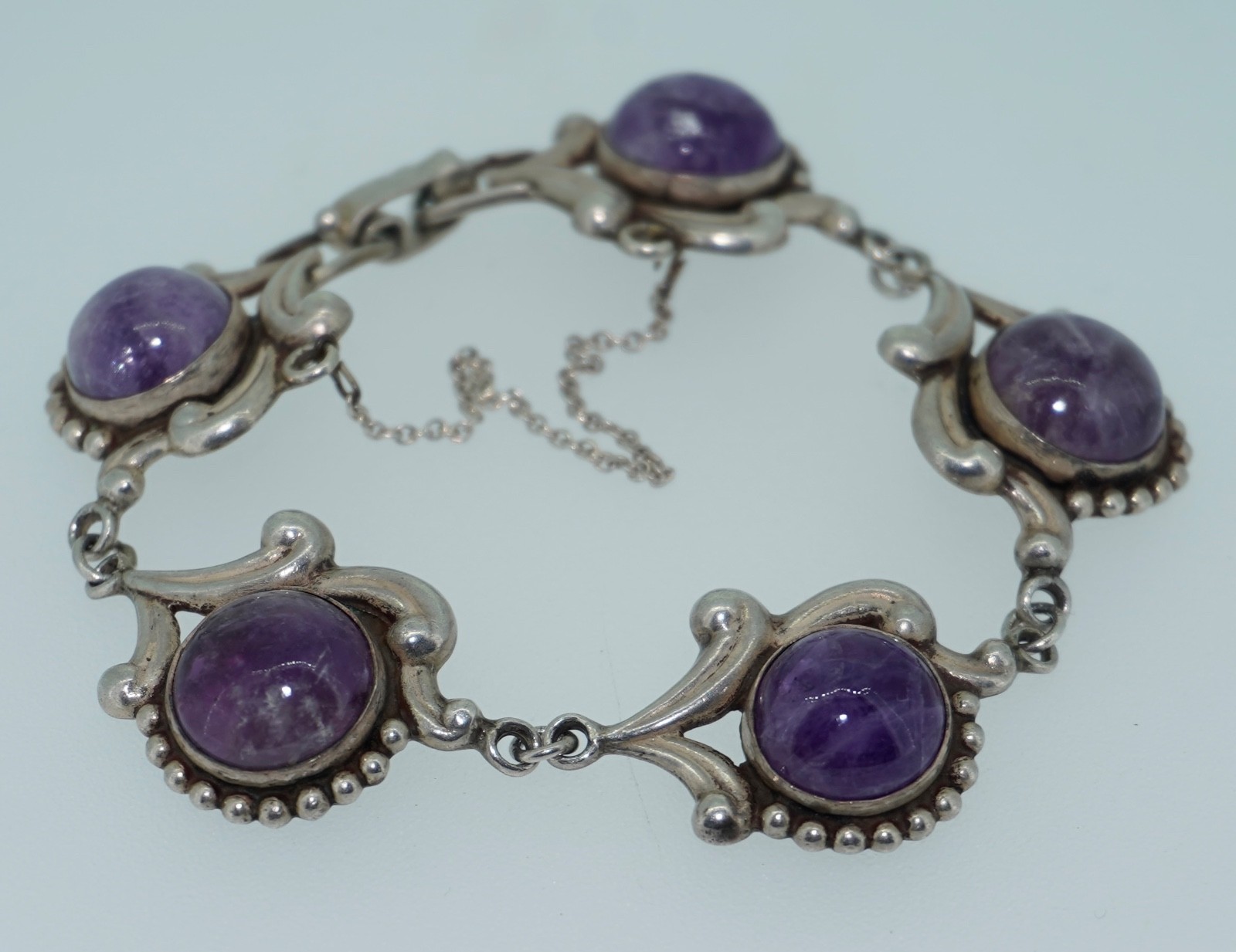 Los Castillo Sterling Silver & Amethyst Bracelet #695