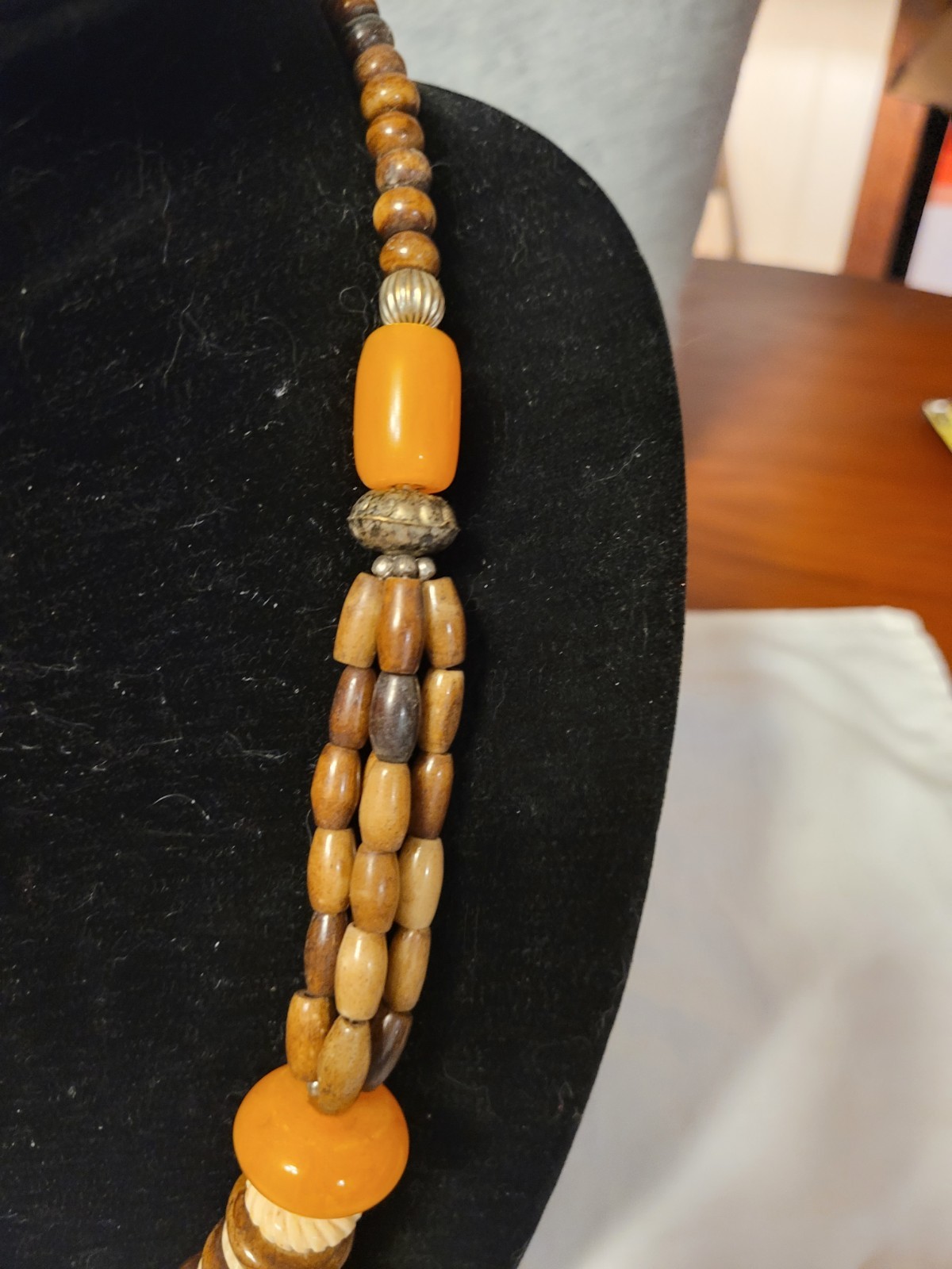 African Natural Horn Resin Metal Large Beads Queen Yellow Summer Necklace