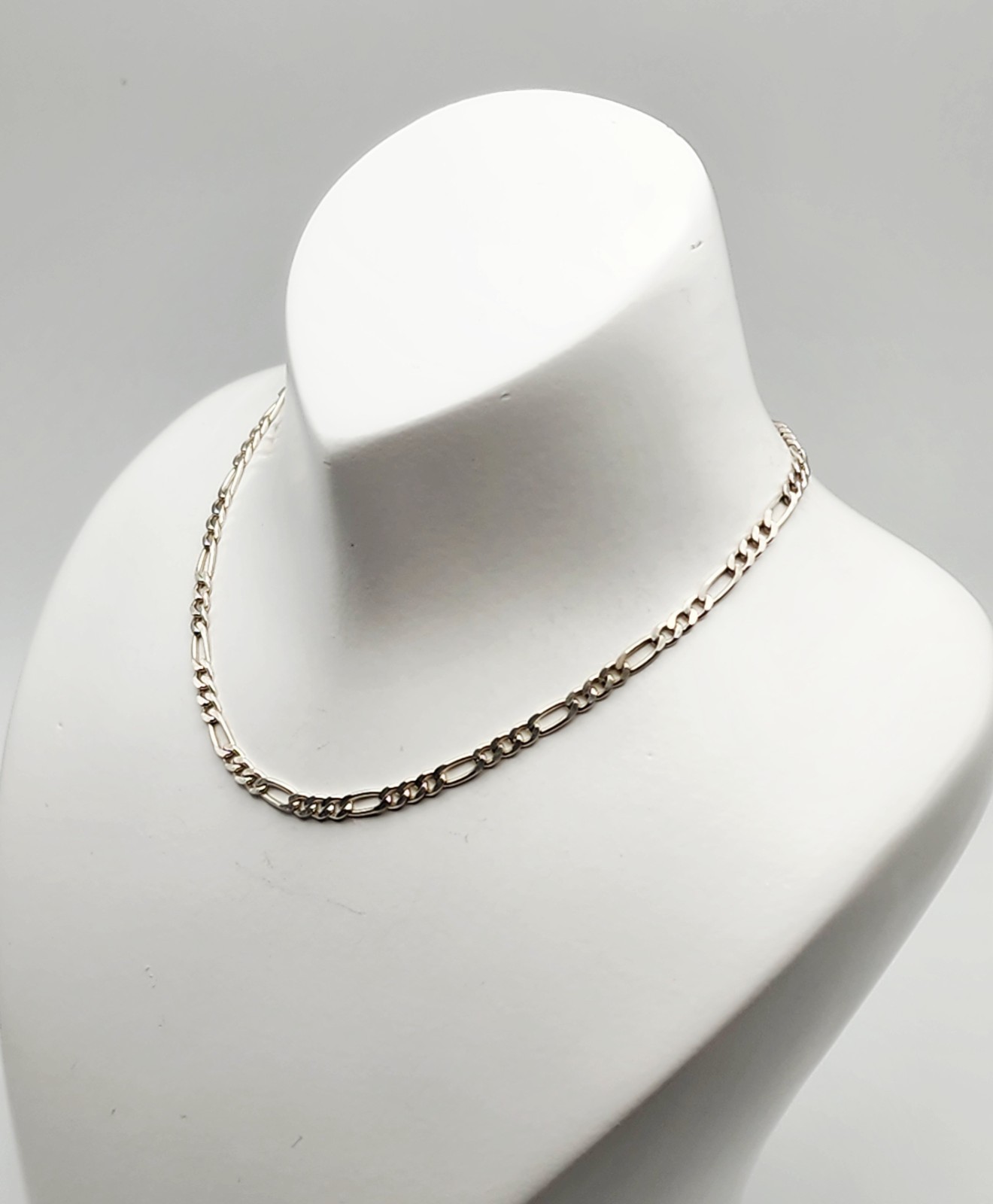 CS Italy Vintage Sterilng Silver Extra Long Figaro Chain Necklace 30″