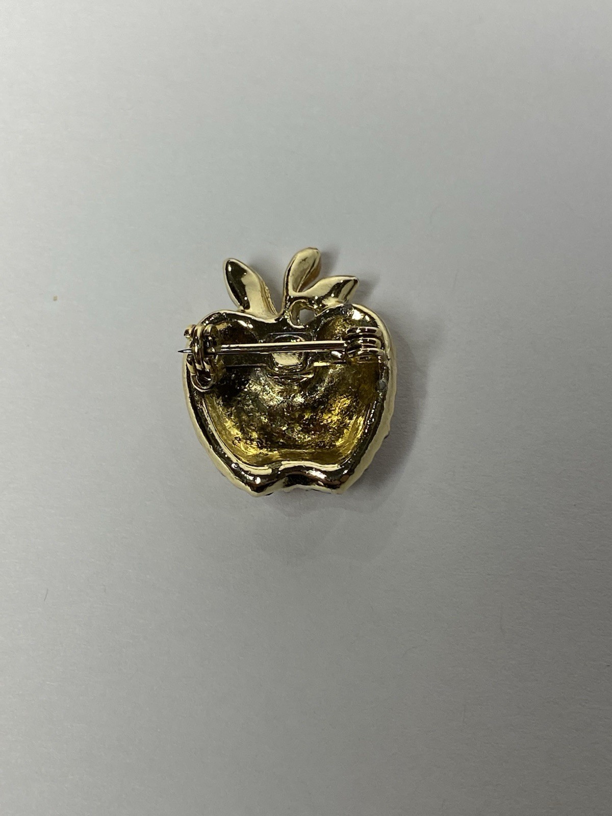 Vintage Gold Tone Enamel Ombré Pink Red Iridescent Aurora Borealis Apple Brooch