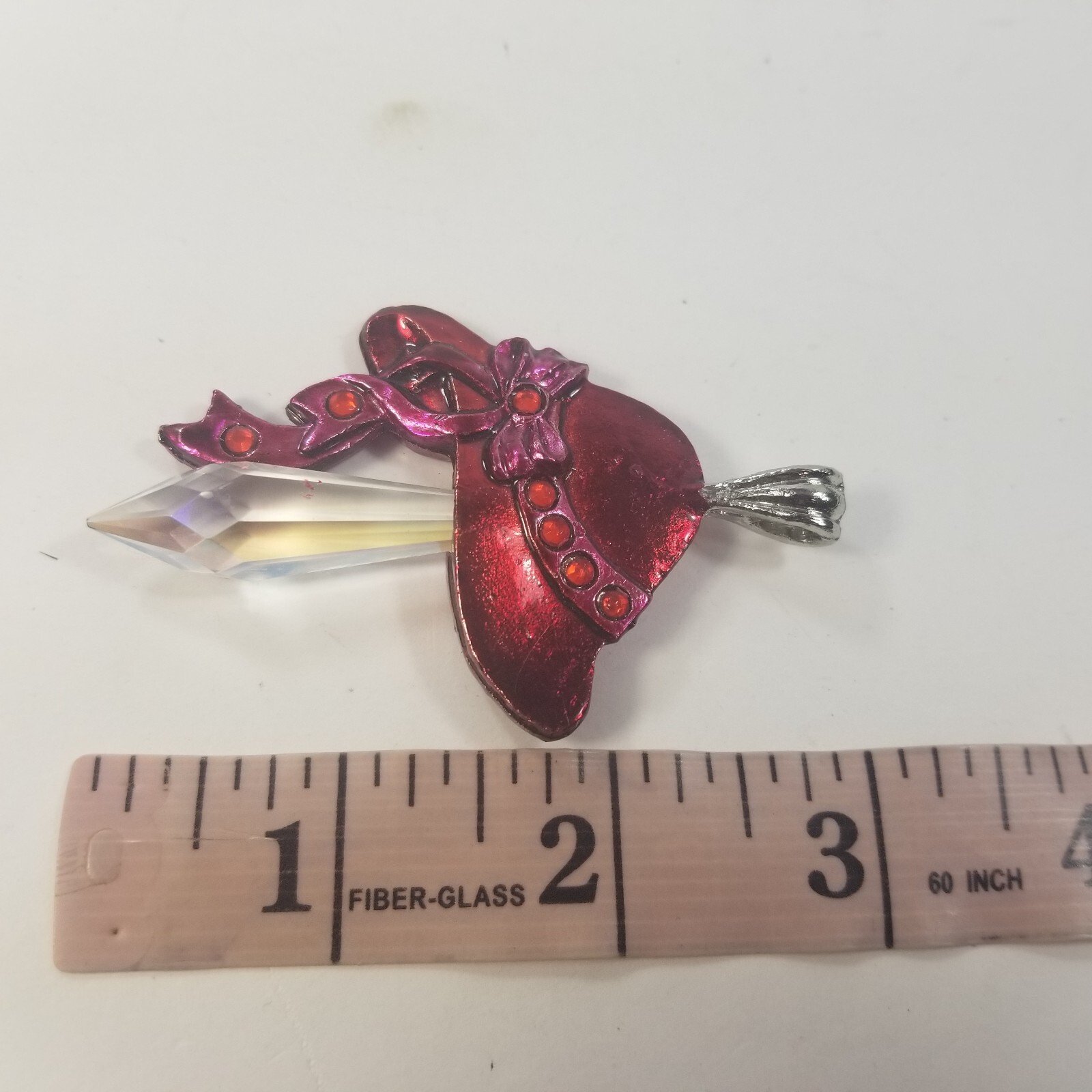 Red Hat Society Vintage Pendant Rhinestones Purple Bow