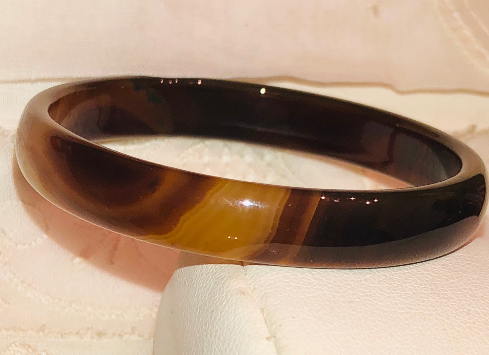 Natural Banded Agate Bangle Bracelet Hand-Carved For Baby Child Small Adult