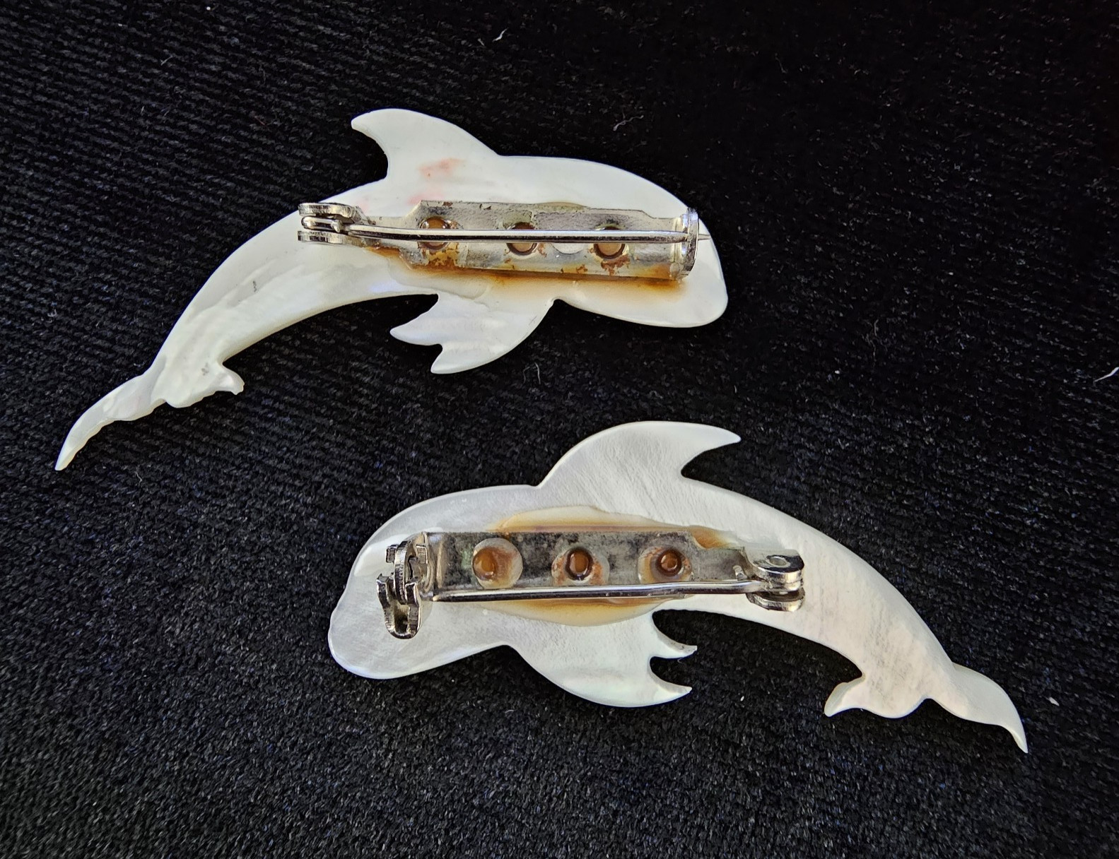 Vtg Lot Nautical Carved Mother of Pearl Sea Life Brooches Seahorse Fish Dolphins
