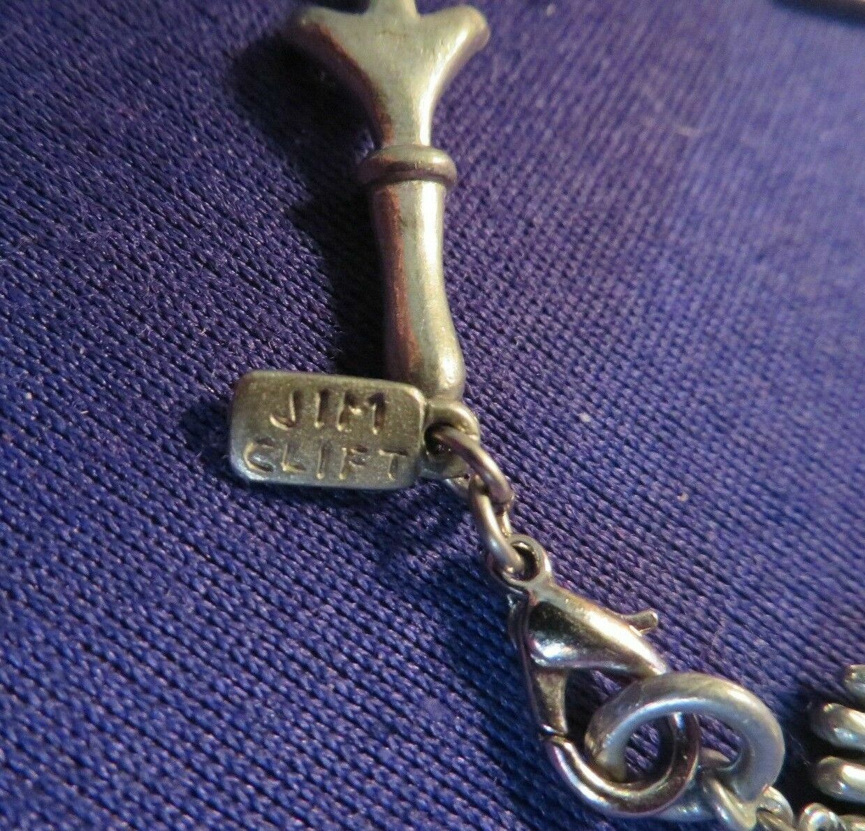 Vintage 7″ Signed JIM CLIFT PEWTER Link Bracelet w GARDENING Charms CUTE