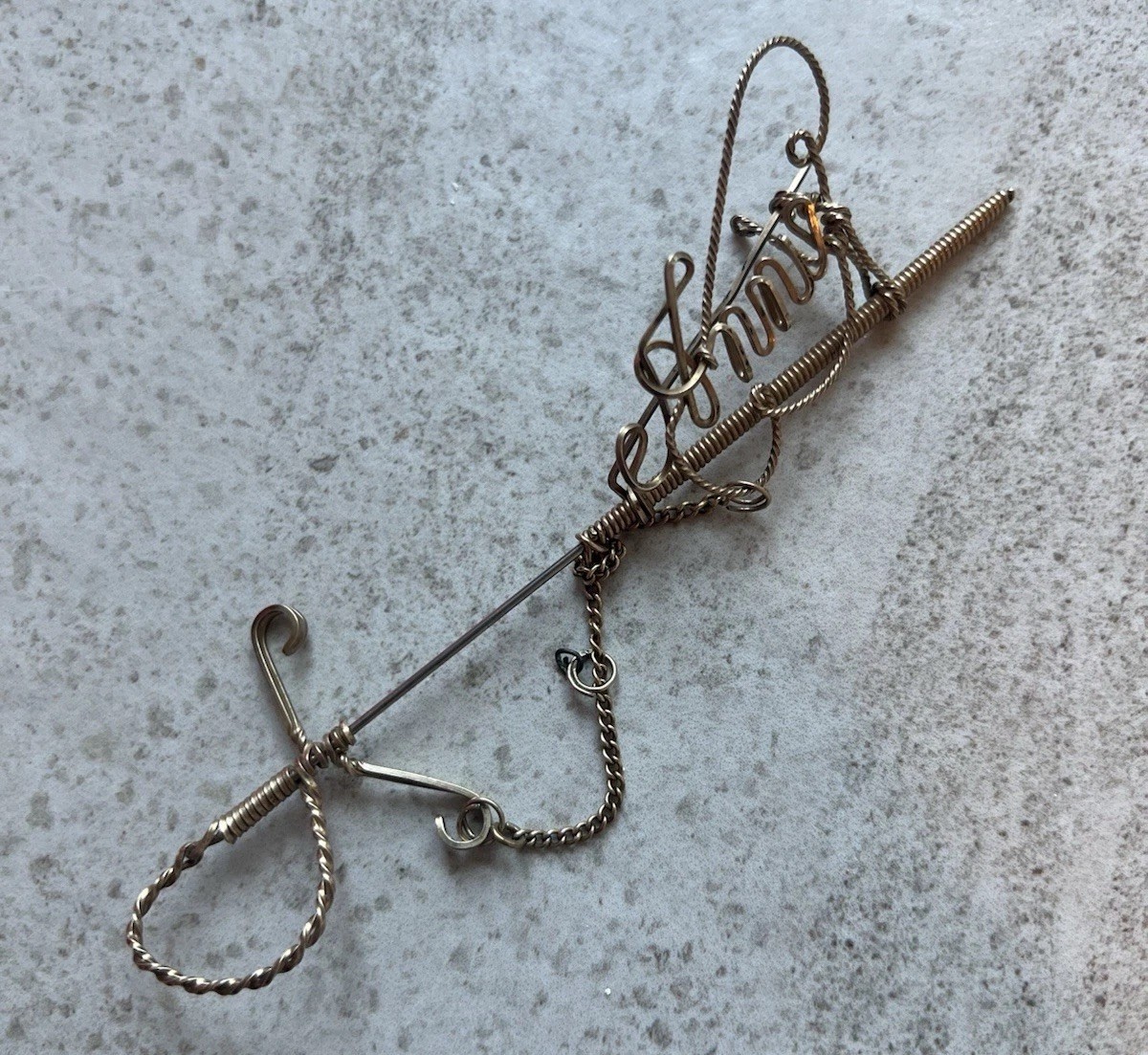 Antique Gold Filled ? Unmarked Removable Sword Sheath Pin Brooch Name? Read H4