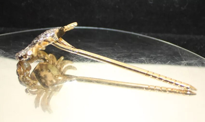 1.10ct Rose Cut Diamond 925 Silver Pearl Anniversary Wedding Crab Stick Pin